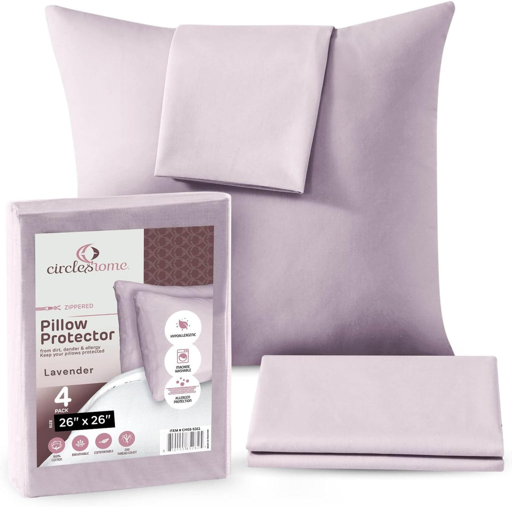 CIRCLESHOME European Pillow Protectors - 100% Cotton Breathable Pillowcases - 26 X 26 Square Pillowcases - Protects Pillows from Dirt…