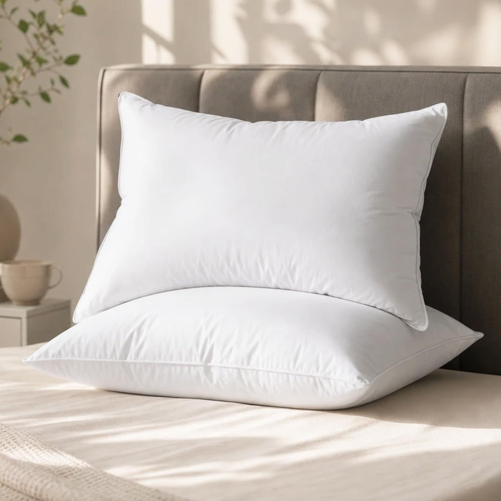 Globon Medium Firm Down Pillow Standard Size Set of 2, Premium Down and Feather Filled Bed Pillow for Sleeping, 100% Cotton Shell 430 TC…