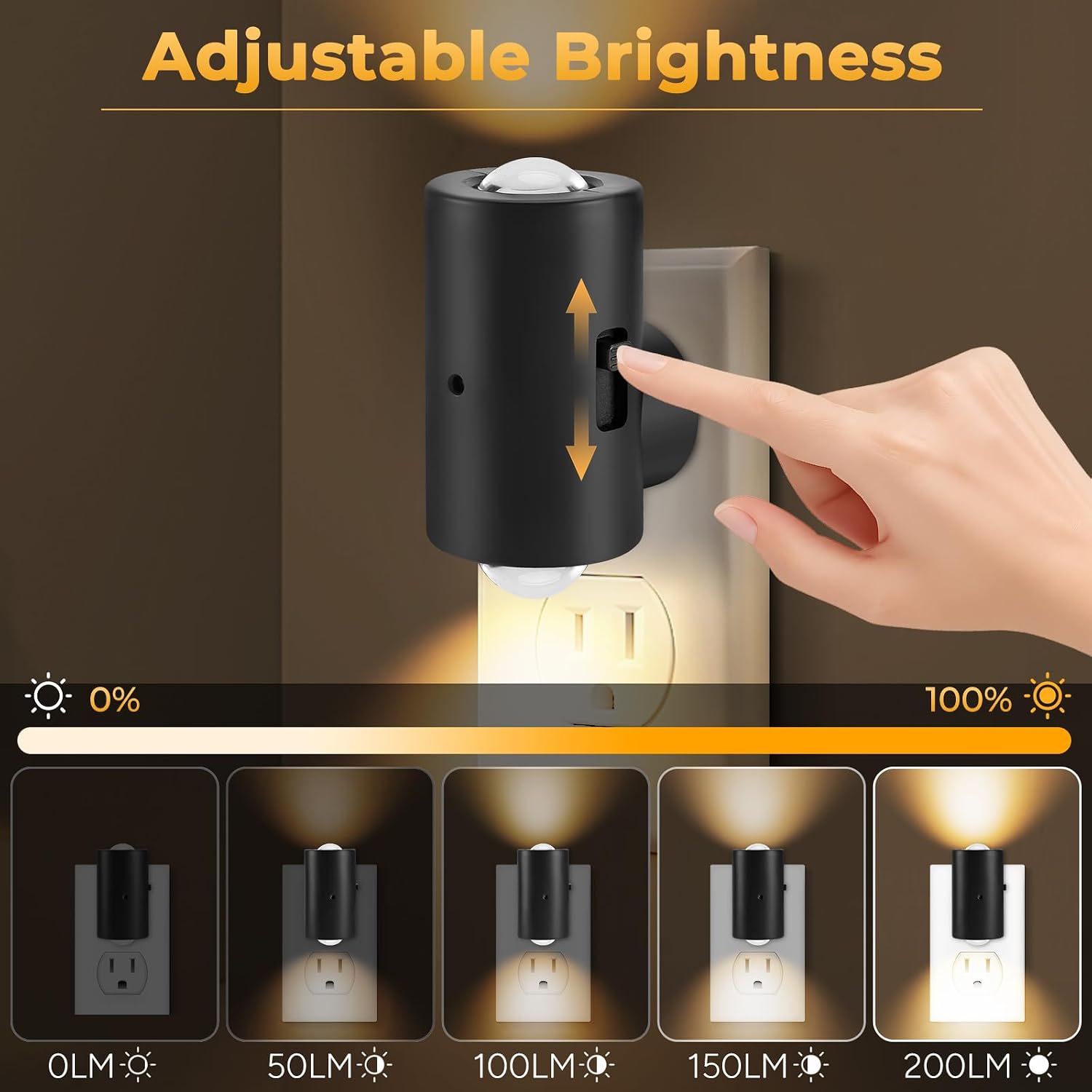 TSEXES LED Night Lights Plug into Wall, Dimmable Plug in Night Light, Dusk to Dawn, 0-200LM Bright Nightlight Auto-On/Off, 3000K Night…