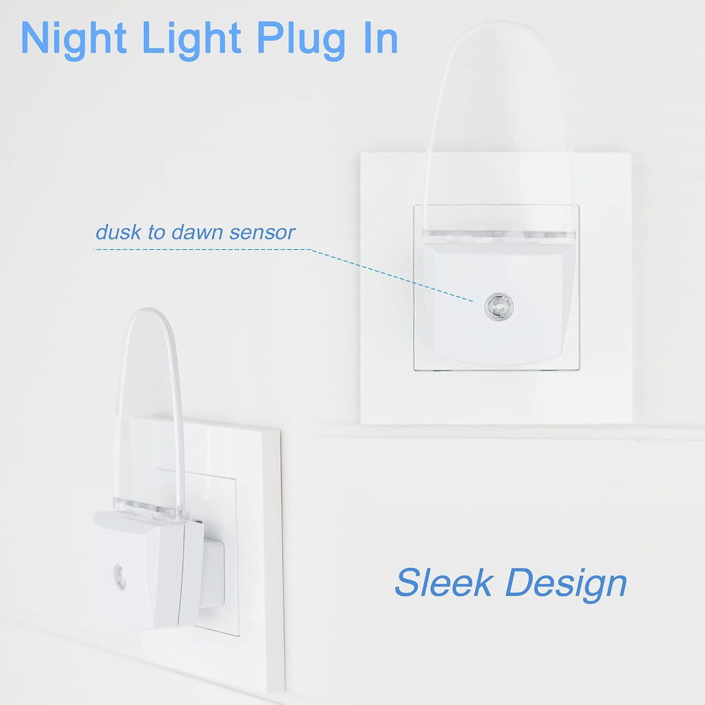 4 Pack Night Light Lamp with Dusk to Dawn Sensor, Plug in, Blue Led Night Light