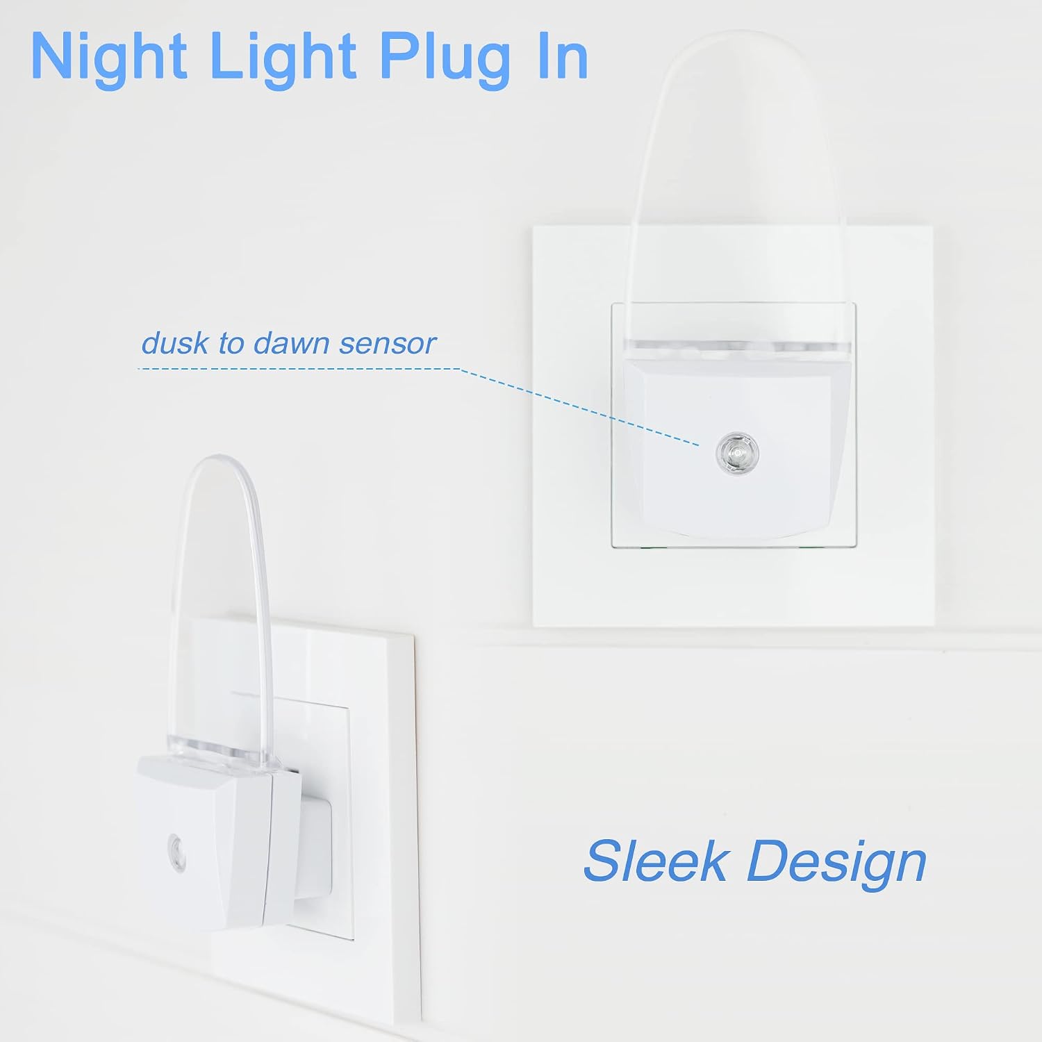 4 Pack Night Light Lamp with Dusk to Dawn Sensor, Plug in, Blue Led Night Light