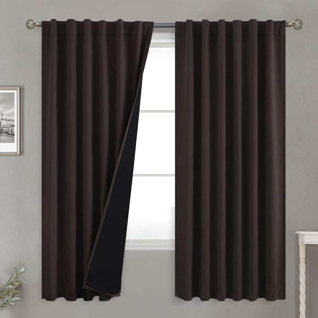 BGment 72 inch Curtains with Thermal Insulation Liner, 100% Blackout Light Blocking Noise Cancelling Room Darkening Rod Pocket and Back…
