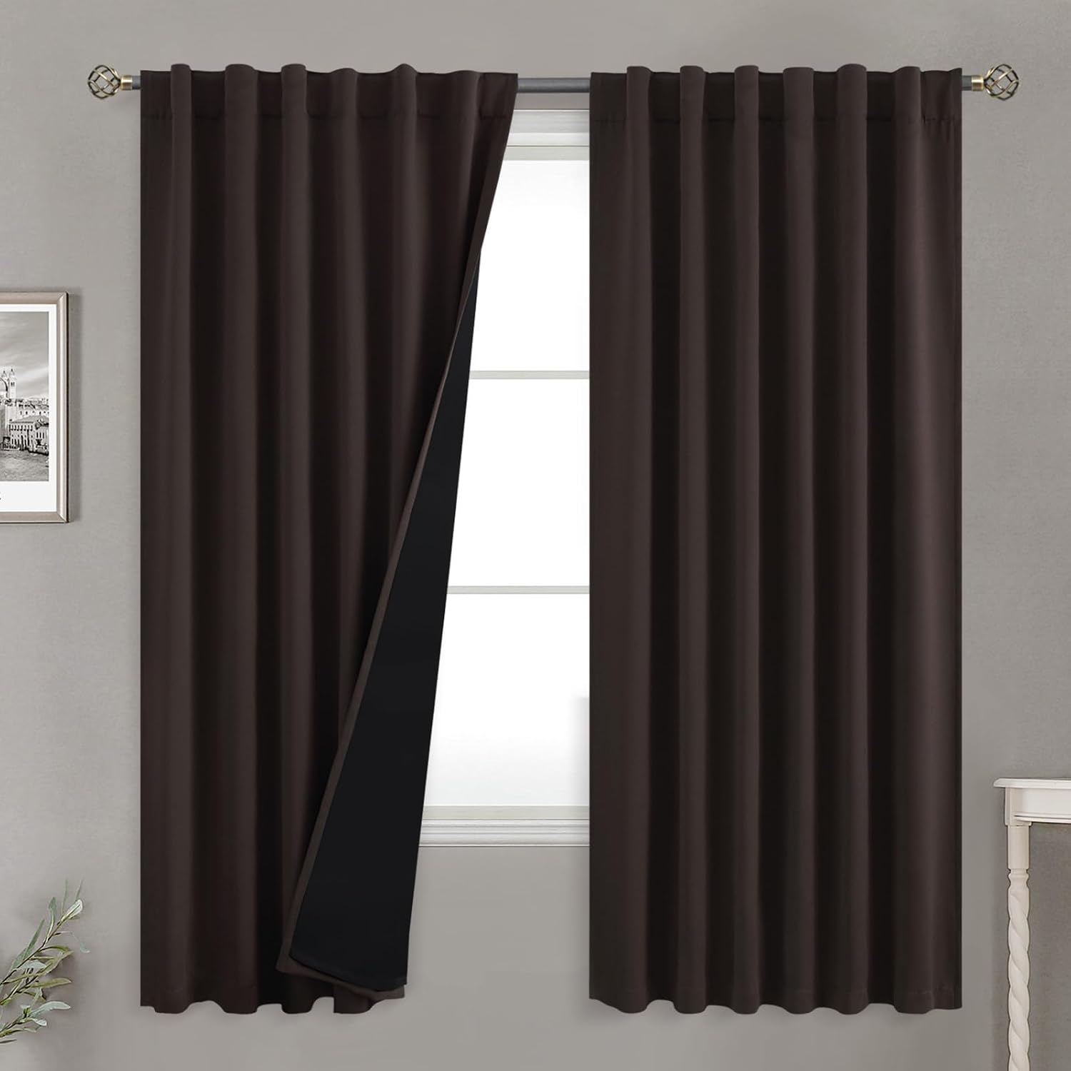 BGment 72 inch Curtains with Thermal Insulation Liner, 100% Blackout Light Blocking Noise Cancelling Room Darkening Rod Pocket and Back…