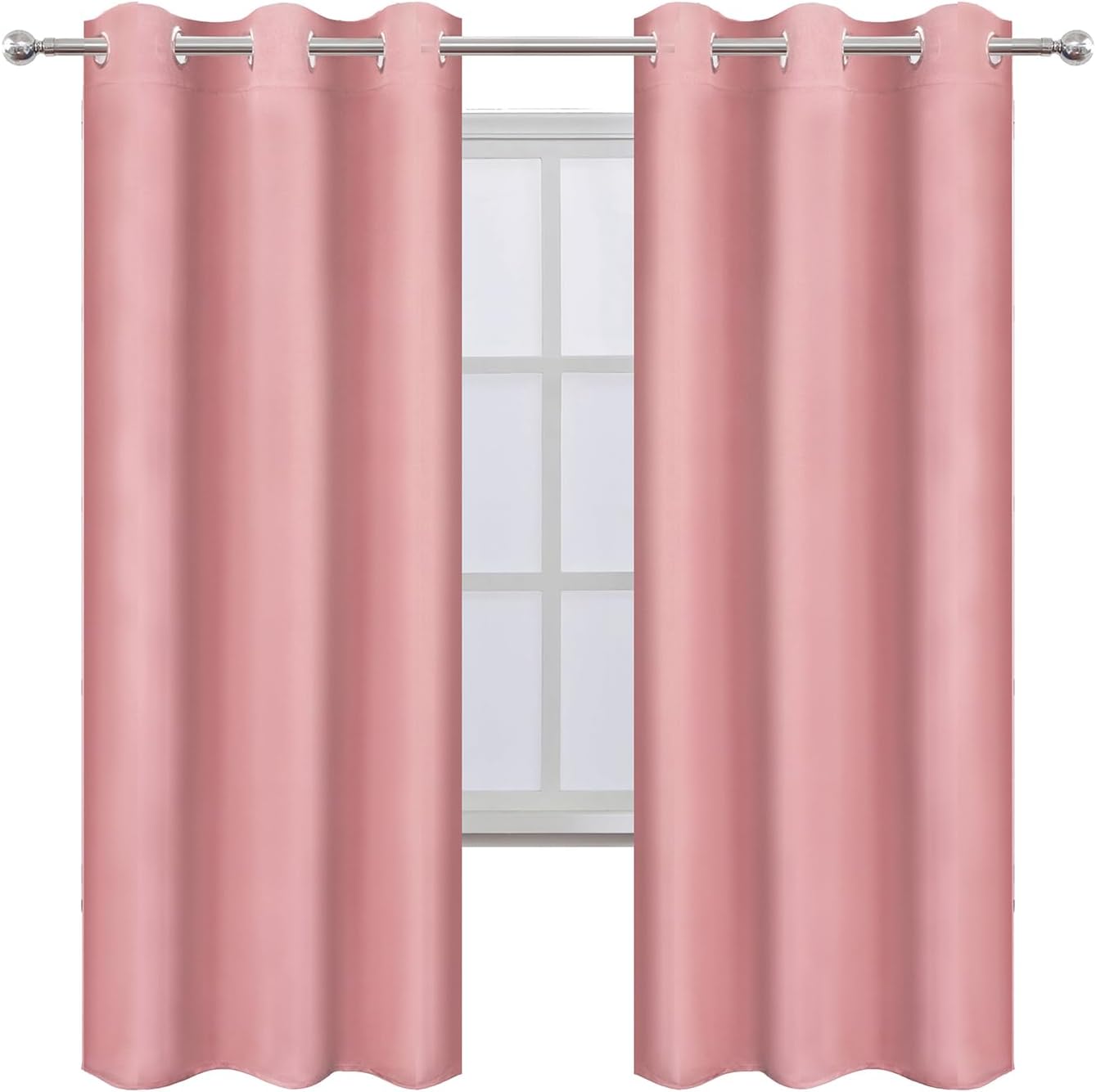 Lemomo Pink Thermal Blackout Curtains/42 x 72 Inch/Set of 2 Panels Room Darkening Curtains for Bedroom 72 Inch Pink