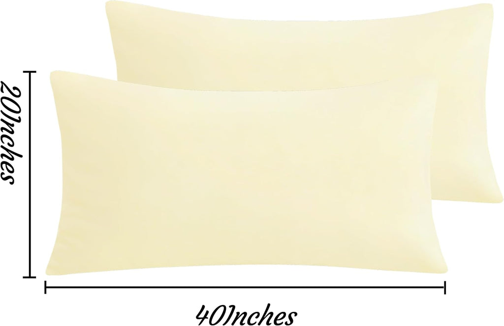 Ntbay King Pillow Cases Set of 2, 2 Pack Brushed Microfiber 20x40 Pillow Cases, Soft, Wrinkle, Fade, Stain Resistant Ivory Pillow Cases wit…
