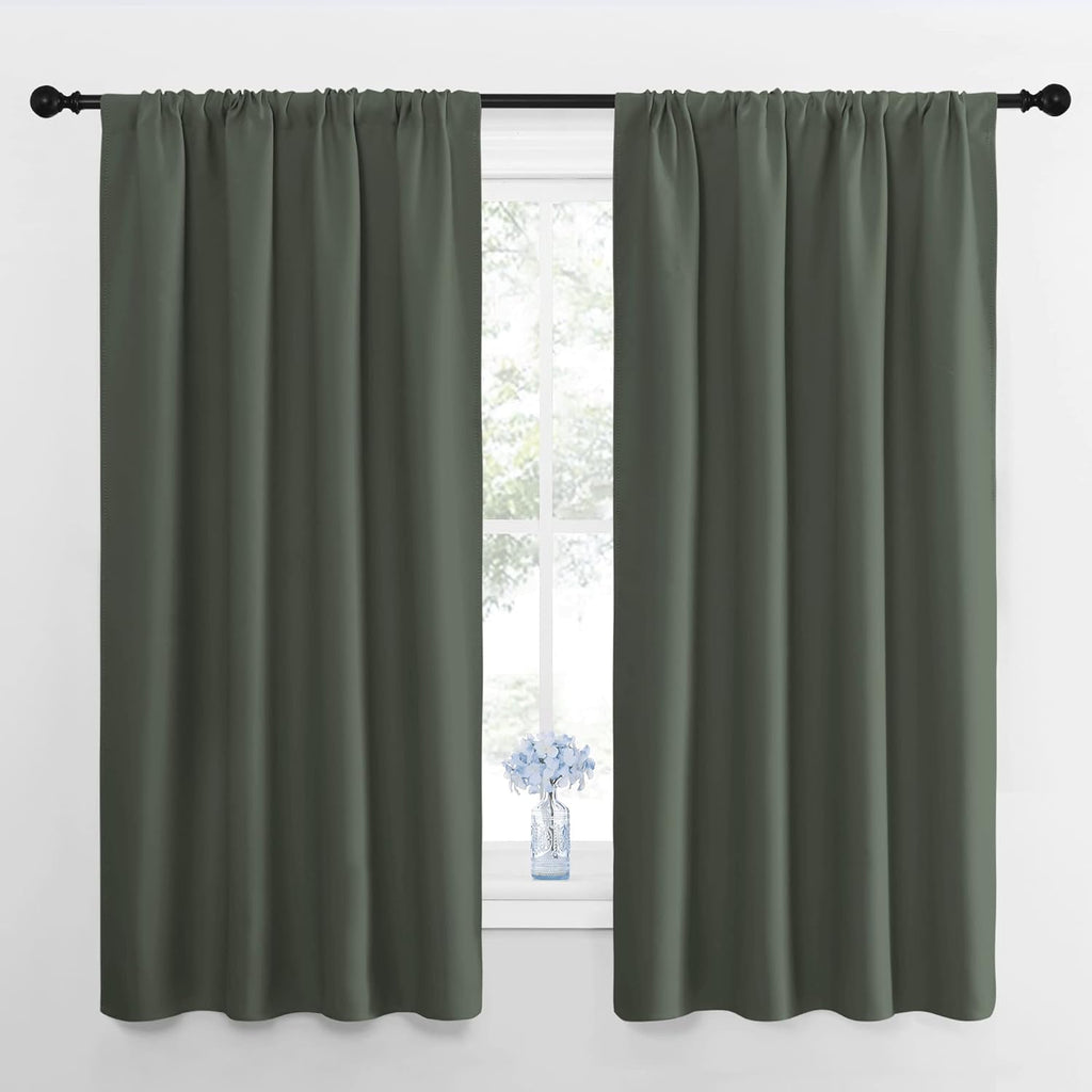 NICETOWN Bedroom Curtains Blackout Draperies - All Season Thermal Insulated Solid Rod Pocket Top Blackout Curtains/Drapes for Kid's Room…