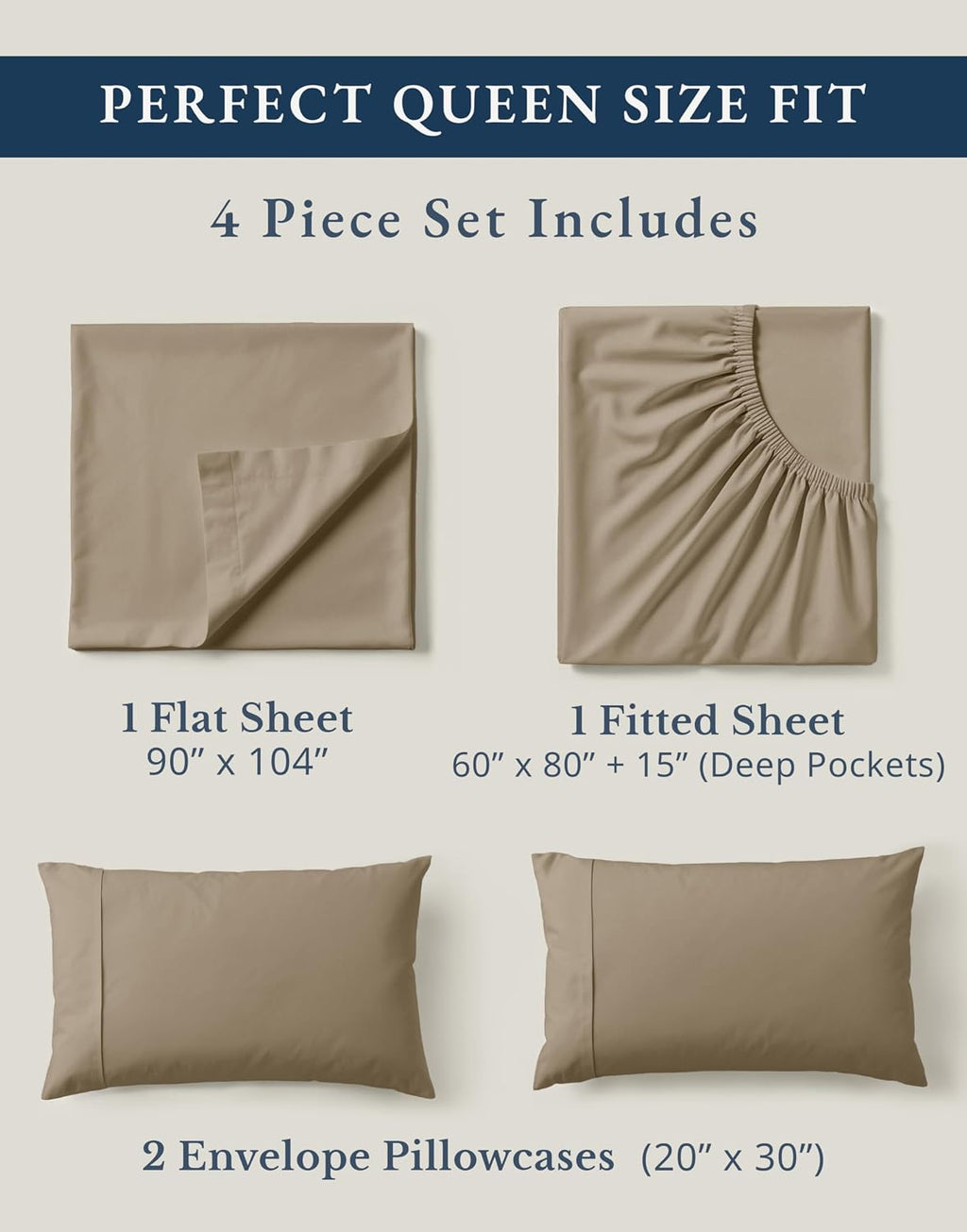 LaneLinen LANE LINEN 100% Organic Cotton Sheets Set Pure Long- Staple Percale Weave - Bedding for Bed Fits Mattress Upto 15" Deep Pocket (Q…