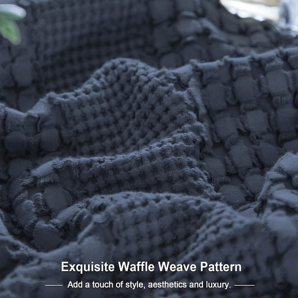 Phf 100% Cotton Waffle Pillow Shams King Size, 2 Pack 20" x 36" Soft Skin-Friendly Pillowcases, No Filling, Aesthetic Woven and Breathable…