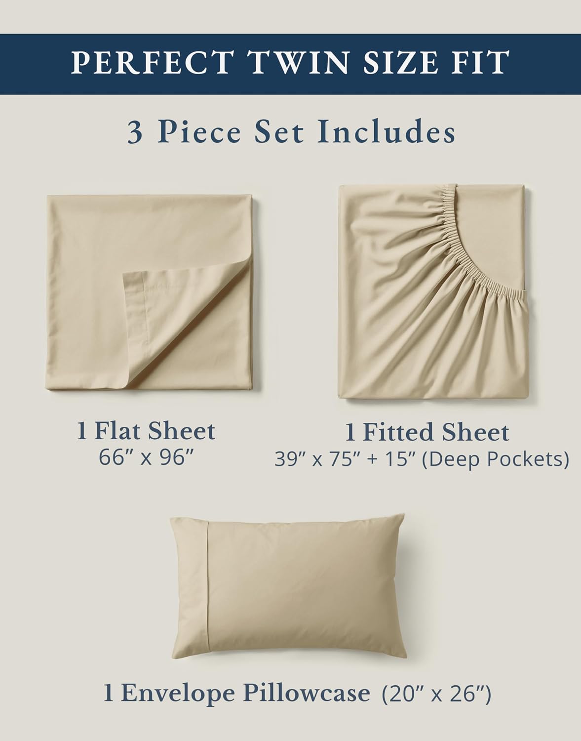 LaneLinen LANE LINEN 100% Organic Cotton Twin Size Bed Sheets, Fully Elasticized Mercerised Cotton Bed Sheet Set, Soft & Comfy Low Pill Fac…
