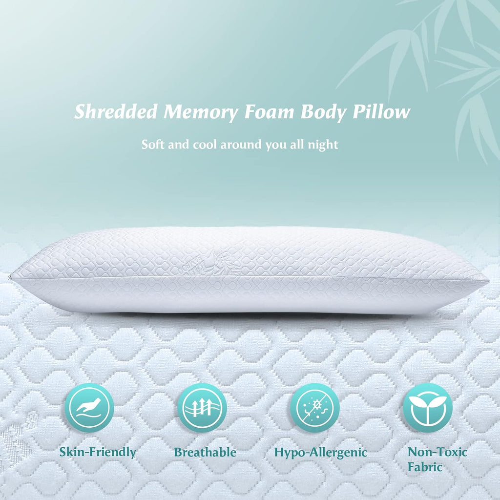 Rainmr Extra Long Body Pillow Memory Foam 160x50cm – Body Pillows for Anime Pillowcase – with Cooling Cover 20 x 63 inches