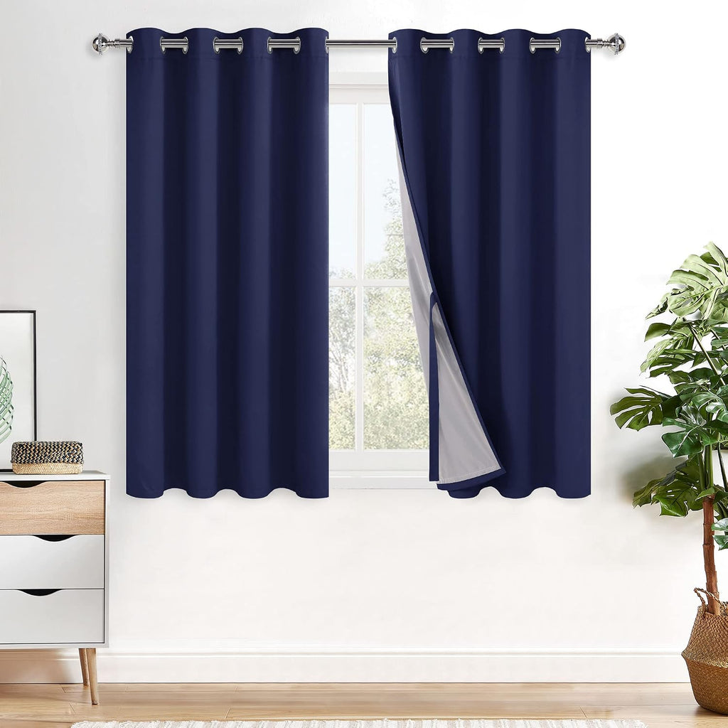 Xwzo 100% Blackout Curtain Panels - Thermal Insulated Black Liner Curtains, Noise Reducing and Heat Blocking Drapes for Hall and Studio Win…