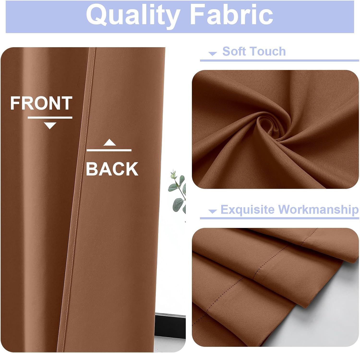 Simplebrand Ava Sun Baked Blackout Curtains for Bedroom 84 Inch Length 2 Panels Set, Solid Thermal Insulated Privacy Living Room Window Tre…
