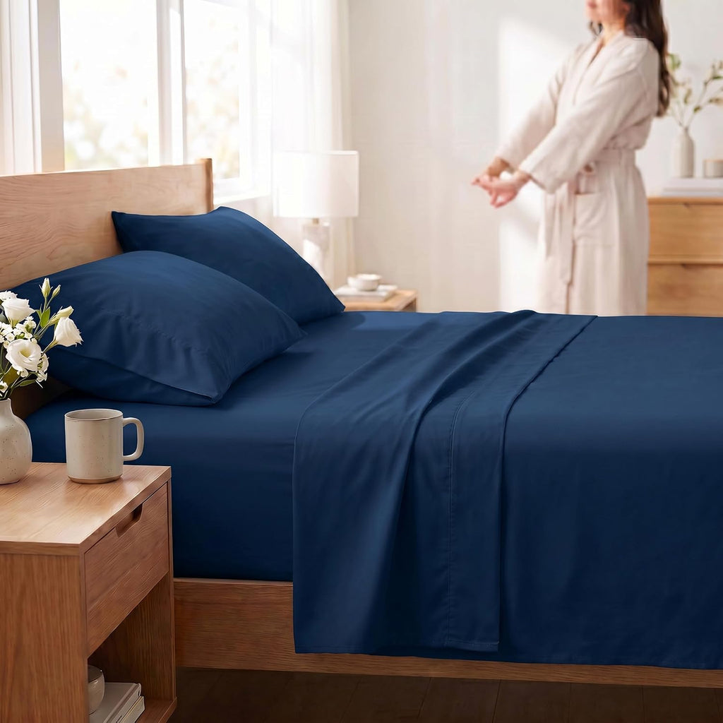 Perupima Peru Pima 285 Thread Count Percal Twin Sheet Set - 100% Peruvian Pima Cotton, 3 Piece (Flat, Fitted, 1 Pillowcase) - Cooling, Cris…