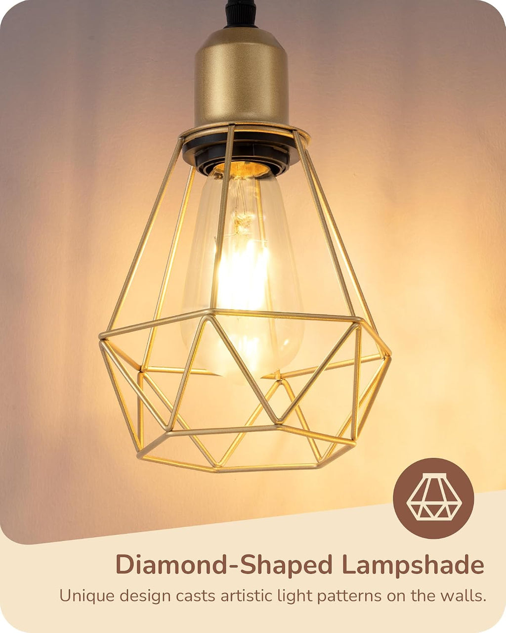 Edishine 70'' Dimmable Industrial Floor Lamp, Farmhouse Standing Lamps Diamond-Shaped Lampshade, 3 LED Edison Bulbs Included, Modern Rustic…