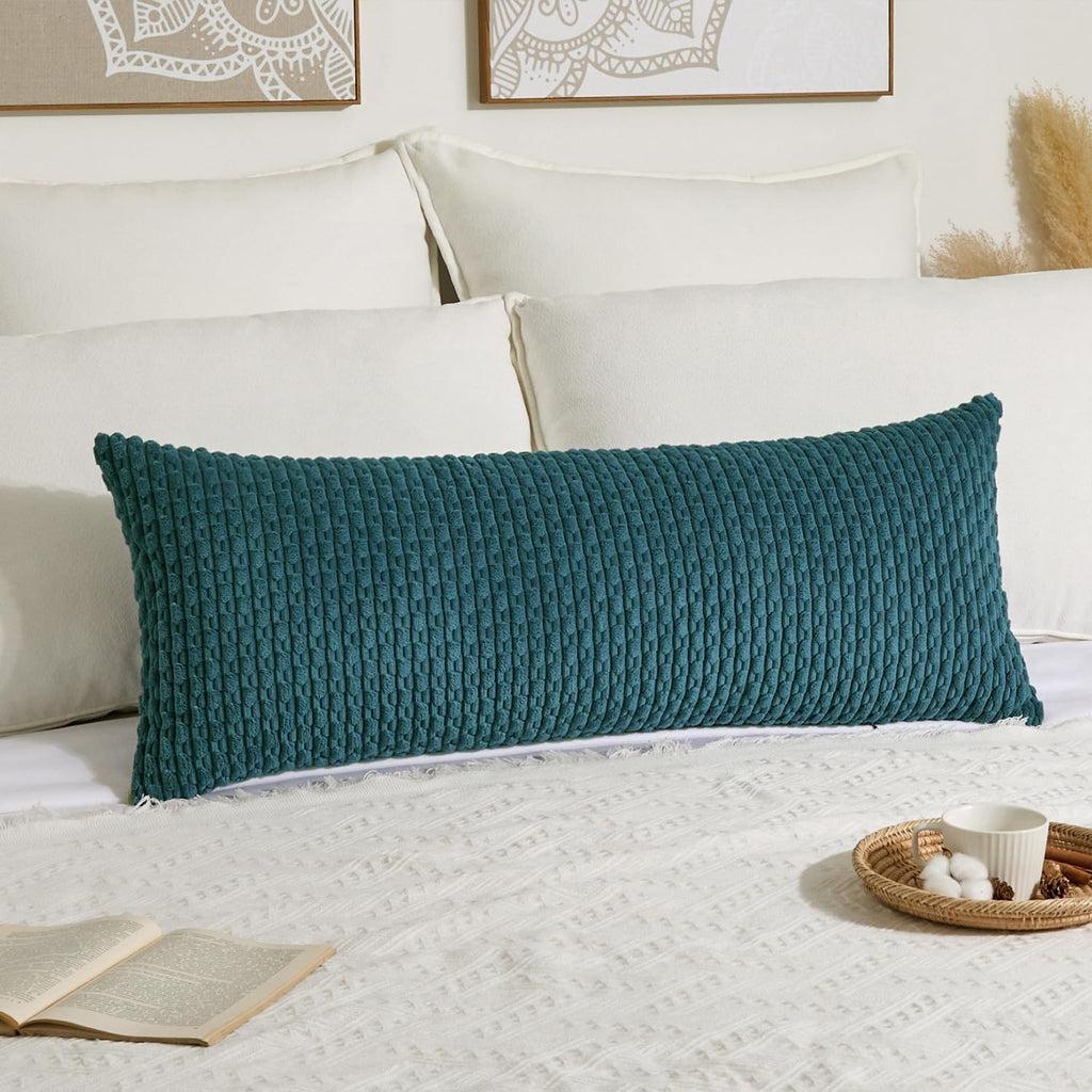 KevinTextile Kevin Textile 14x36 Inch Long Lumbar 1 Pack Boho Decorative Throw Pillow Cover Soft Striped Corduroy Rectangle Cushion Case Fa…