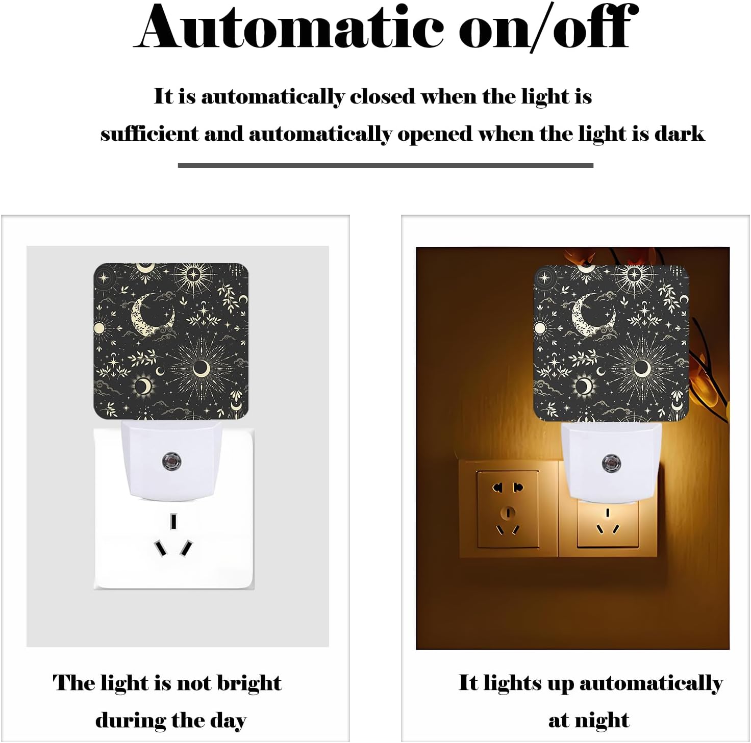 Moon and Sun Night Light, Plug-in Night Lights with Dusk-to-Dawn Sensor for Stairway, Hallway, Bedroom Sleep Friendly Ideal for…