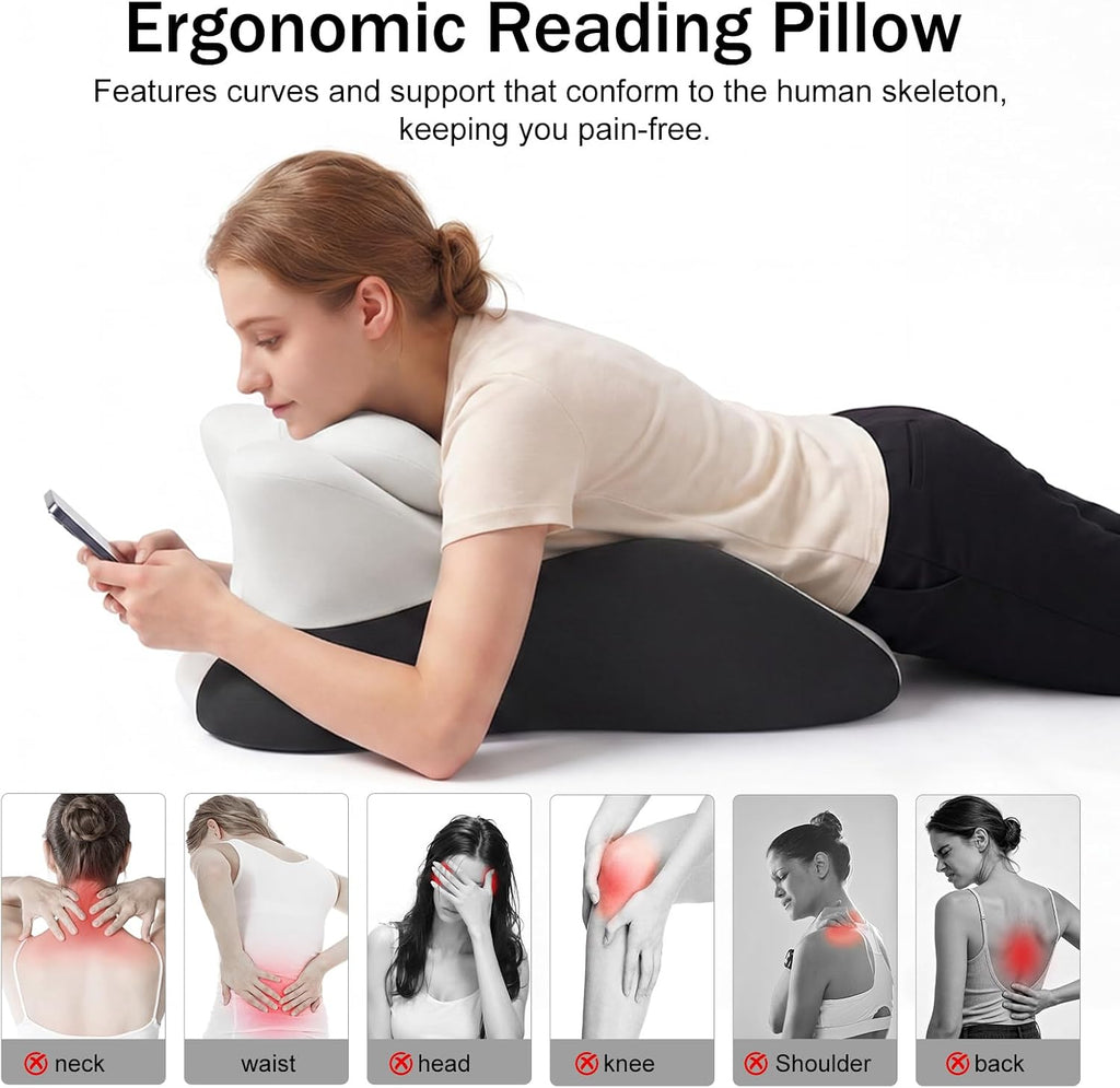 cjc Ergonomic Memory Foam Wedge Pillow 27° Support for Neck, Back and Waist, Multi-Position Bed Support Pillow with Removable Cover (Double…