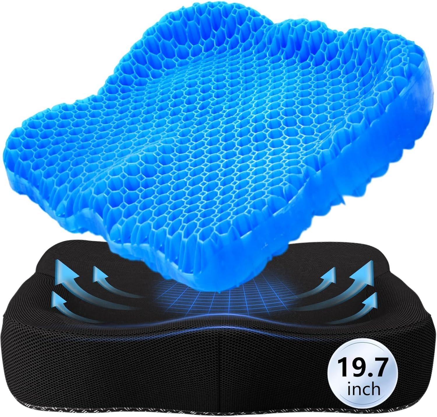Thicken 19.7in Seat Cushion Gel, Large Cooling Seat Cushion for Long Sitting, Cushion for Wheelchair, Pressure Relief Cushion Seat for…