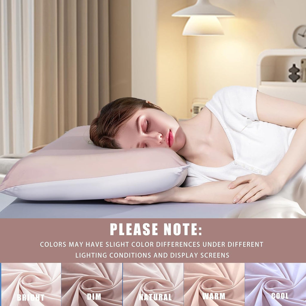 TELUS Cooling Pillowcases King Size 2-Pack, Silky Soft Breathable Pillow Case with Envelope Close, Stay Cool Pillow Cover for Hot…