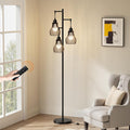 Ziisee Dimmable Floor Lamps for Living Room, Farmhouse Tree Standing Tall Lamp with Remote Control 3 Elegant Cage Shade LED Bulbs for…