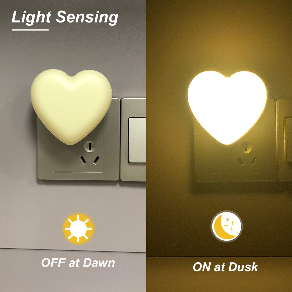 INZU Cute Night Light, Heart Night Light for Kids, LED Nightlight with Auto Dusk to Dawn Sensor, Nightlight Plug into Wall with Soft Warm…