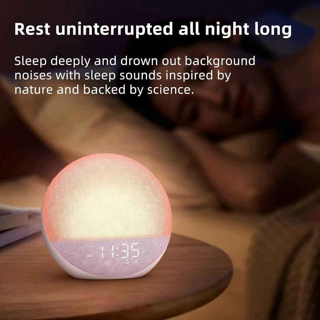 Odokee Sunrise Alarm Clock White Noise Machine: Natural Wake Up Light - Dimmable Clock with Bluetooth Speaker for Bedroom - 25 Sleep…