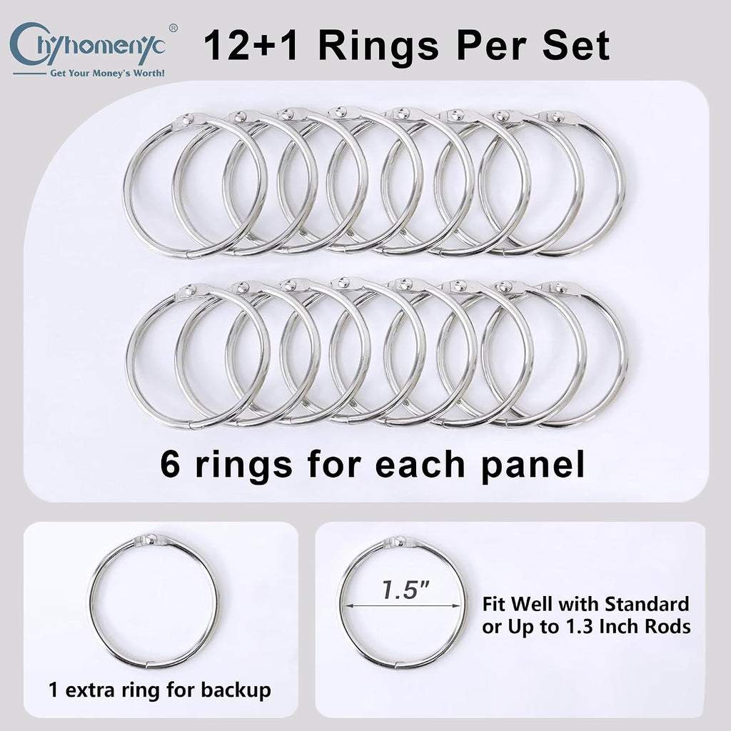 Chyhomenyc 2 Panels 100% Blackout Curtain Liners with 13 Rings, Blackout Liners for Behind Curtains for 84 Inch Curtains, Each 40Wx80L, 2…
