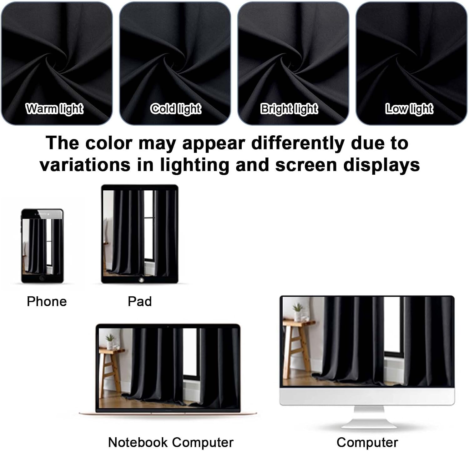 Gwine Black Blackout Curtains for Bedroom 63 Inch Length - Thermal Insulated Light Blocking Window Curtain Panels, Solid Room Darkening…
