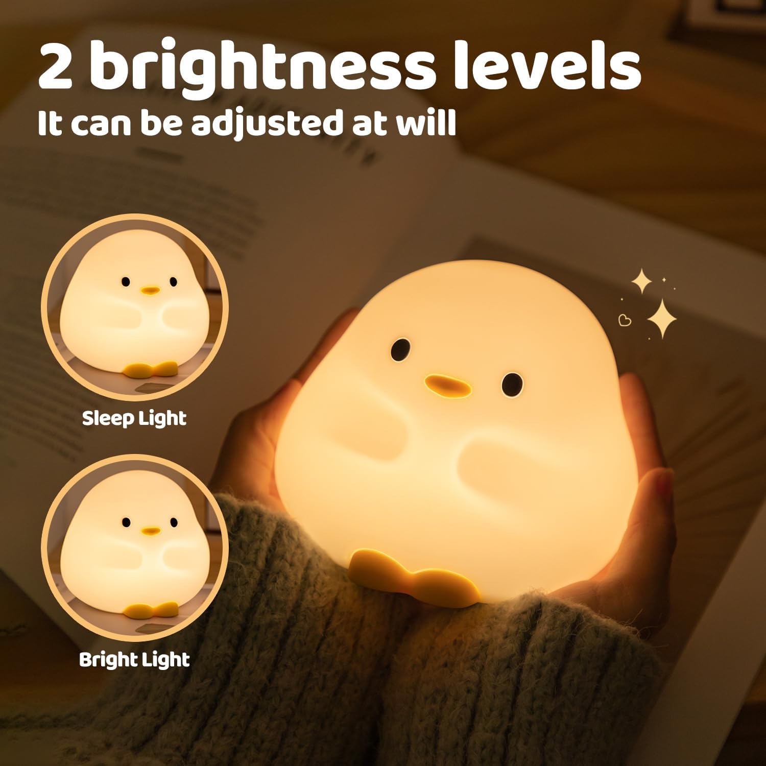 Rytinazzz Duck Night Light, Color Changing Mode & 50-Hour Battery, Squishy Silicone Lamp for Kids Room, USB Rechargeable with Timer…