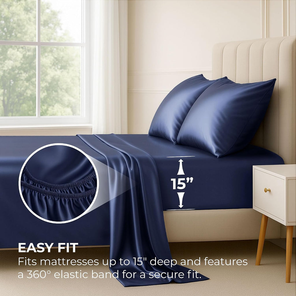 PureBedding Pure Bedding Satin Sheets Full Hotel Luxury Silky Bed Sheets - Extra Soft 1800 Microfiber Sheet Set, Wrinkle, Stain Resistant -…