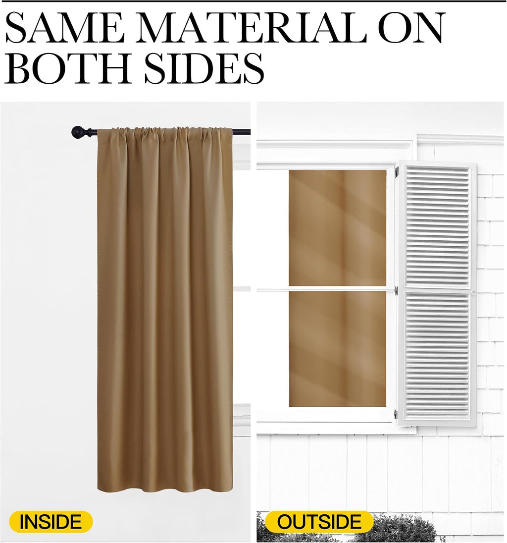 NICETOWN RV Blackout Curtains for Camper Windows, Gold Brown, 42" x 36", Set of 2, Kitchen Curtains, Short Blackout Drapes, Thermal…