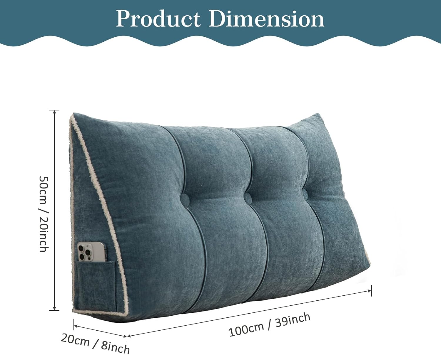 Foreate Headboard Pillow Twin, Chenille Triangular Wedge Pillow Headboard Twin Size, Reading Setting Backrest Daybed Pillows for Bed Sofa…