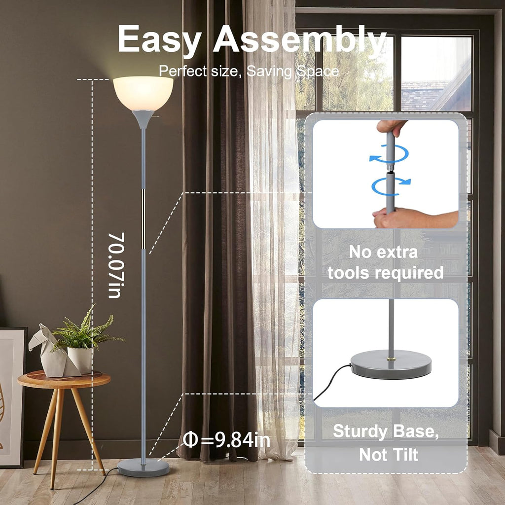 LALISU Floor Lamp, LED Standing Lamp 3 Way Dimmable Brightness Floor Lamp Rotary Switch Floor Lamps Modern Industrial Lamp with Shade…