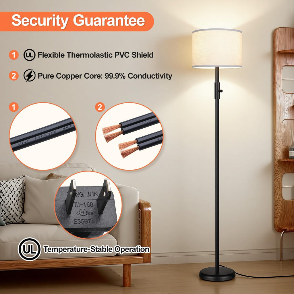 Upgraded】 Dimmable Floor Lamp, Modern Floor Lamps Simple Design with White Shade for Living Room, Tall Standing Lamp for Bedroom Office…