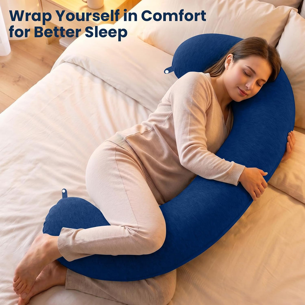 TranquilRelax TranquilRelax C Shaped Body Pillow for Side Sleepers, Memory Foam Long Pillow for Leg, Hip & Back Support, Soft Washab…