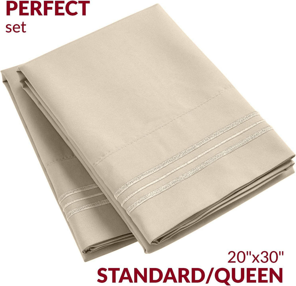 Mellanni Pillow Cases - Luxury, Extra Soft, Cooling Pillow Covers - 2 PC Iconic Collection Pillowcases - Envelope Closure (Standard/Queen 2…
