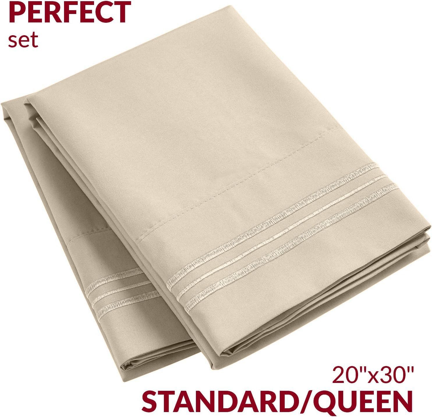 Mellanni Pillow Cases - Luxury, Extra Soft, Cooling Pillow Covers - 2 PC Iconic Collection Pillowcases - Envelope Closure (Standard/Queen 2…