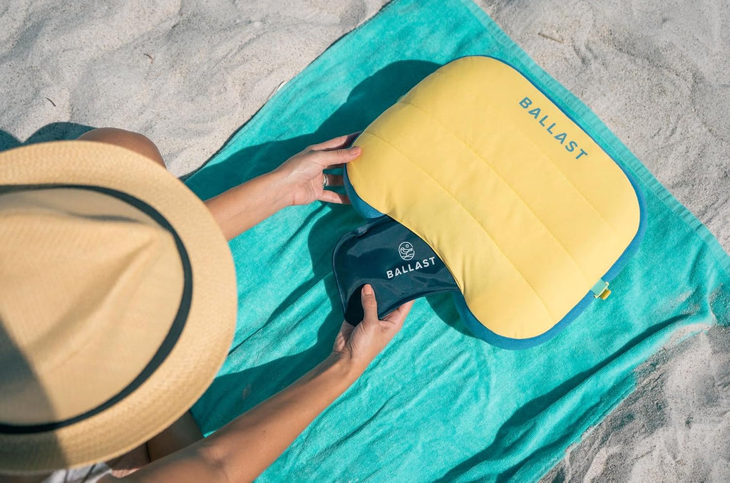 Ballast Beach Pillow – Comfy, Durable & Compact, Stays Put on Windy Beaches with Patented Sand Pouch, Inflatable Pillow for Beaches…