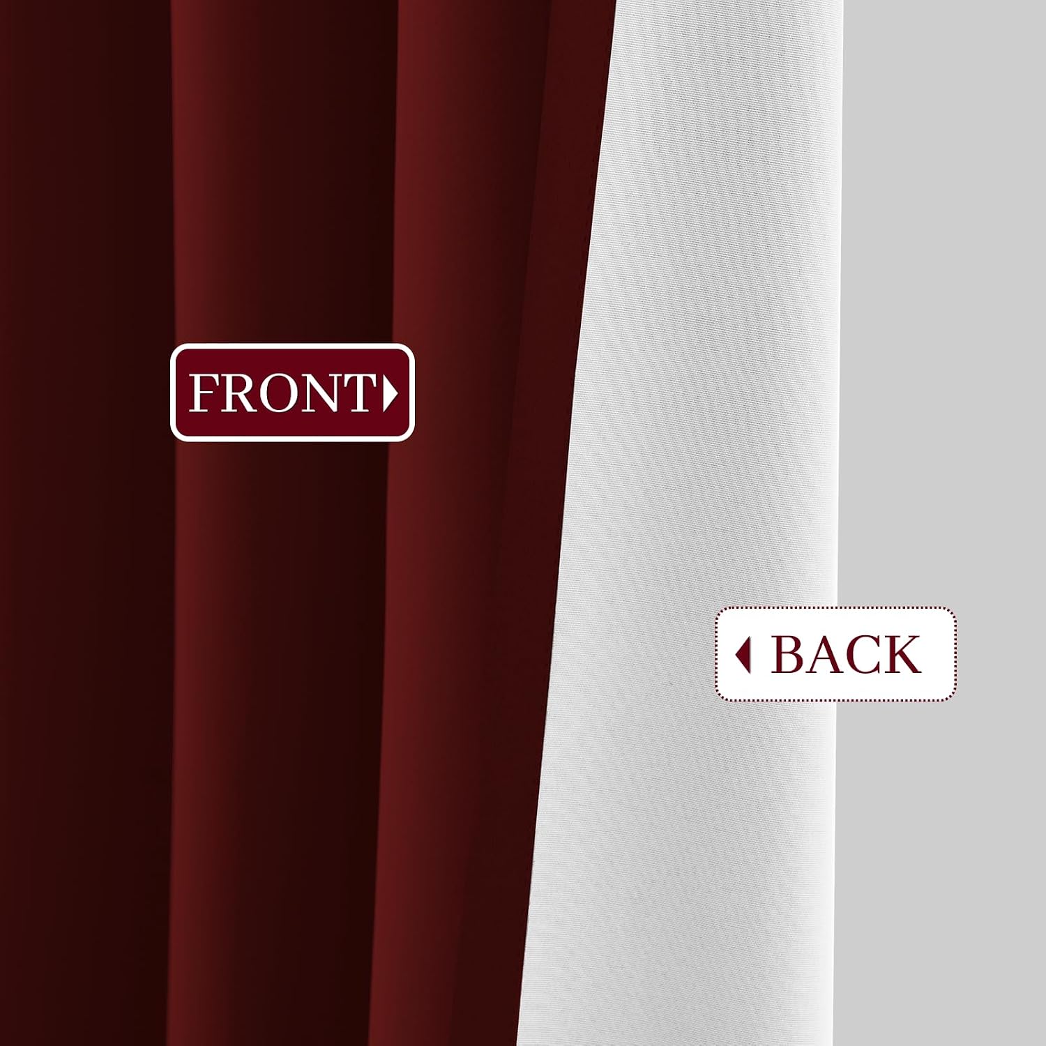 Yakamok Room Darkening 100% Blackout Curtains Grommet Window Treatments with 2 Thick Layers-Burgundy Red Thermal Insulated Drapes Set of 2…