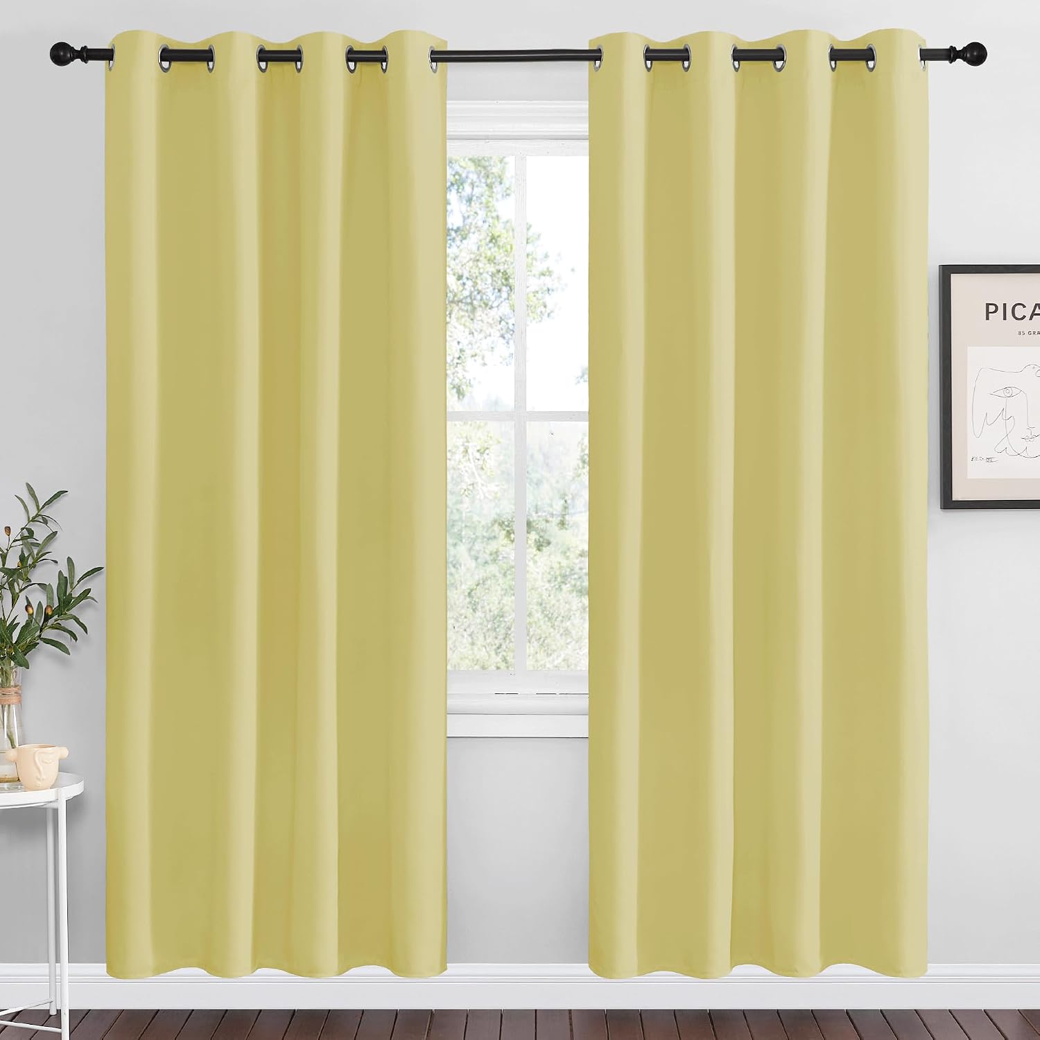 Nicetown Paler Yellow Blackout Curtains 78" Long for Office, 55" Wide, 2 Pieces, Dining Room, Guest Room, Sound Reducing Heat and Cold Bloc…