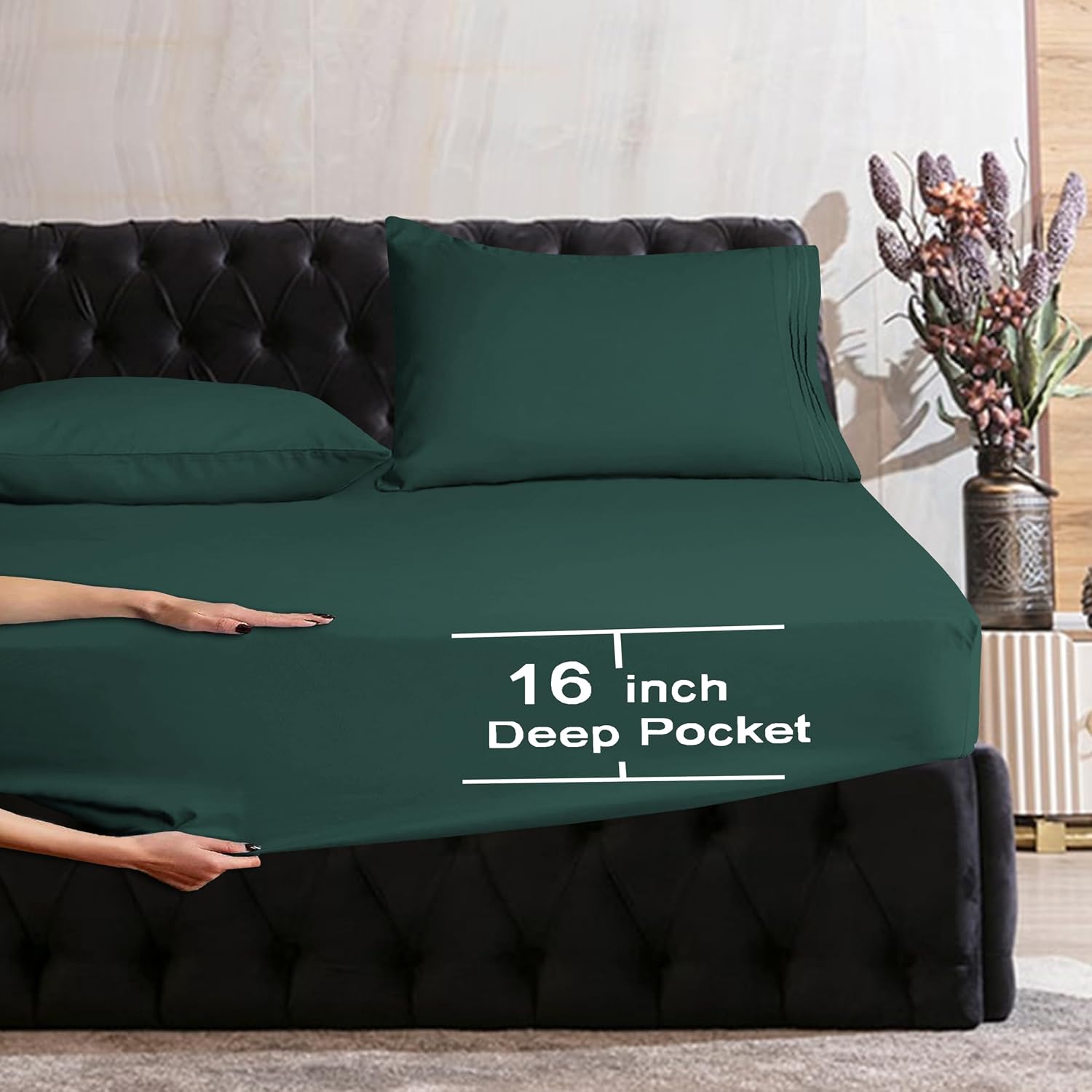 MocassiLuxuryBedding Mocassi King Sheet Set - Luxury Hotel 1800 Premier Bedding Sheets & Pillowcases - Ultra Soft Breathable & Cooling Bed…