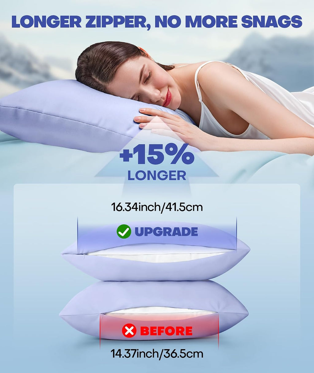Rifens Ice Cooling Pillowcase for Hot Sleepers, Instantly Cool, Stays Cold All Night, Softer Than Silk Pillow Cases, Pillow Covers with Inv…