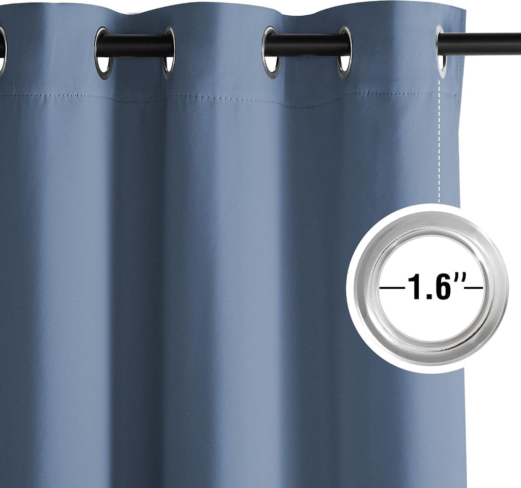 Nicetown Room Darkening Draperies Curtains Panels, 2 Panels Stone Blue W52 x L90 Blue