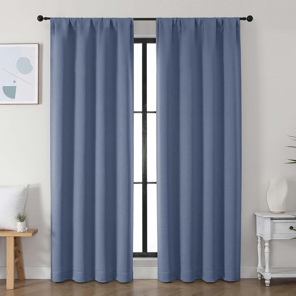 Simplebrand Ava Denim Blackout Curtains for Bedroom, 78 Inch Length, 2 Panels Set, Privacy Thermal Insulated Rod Pocket Window Curtains for…