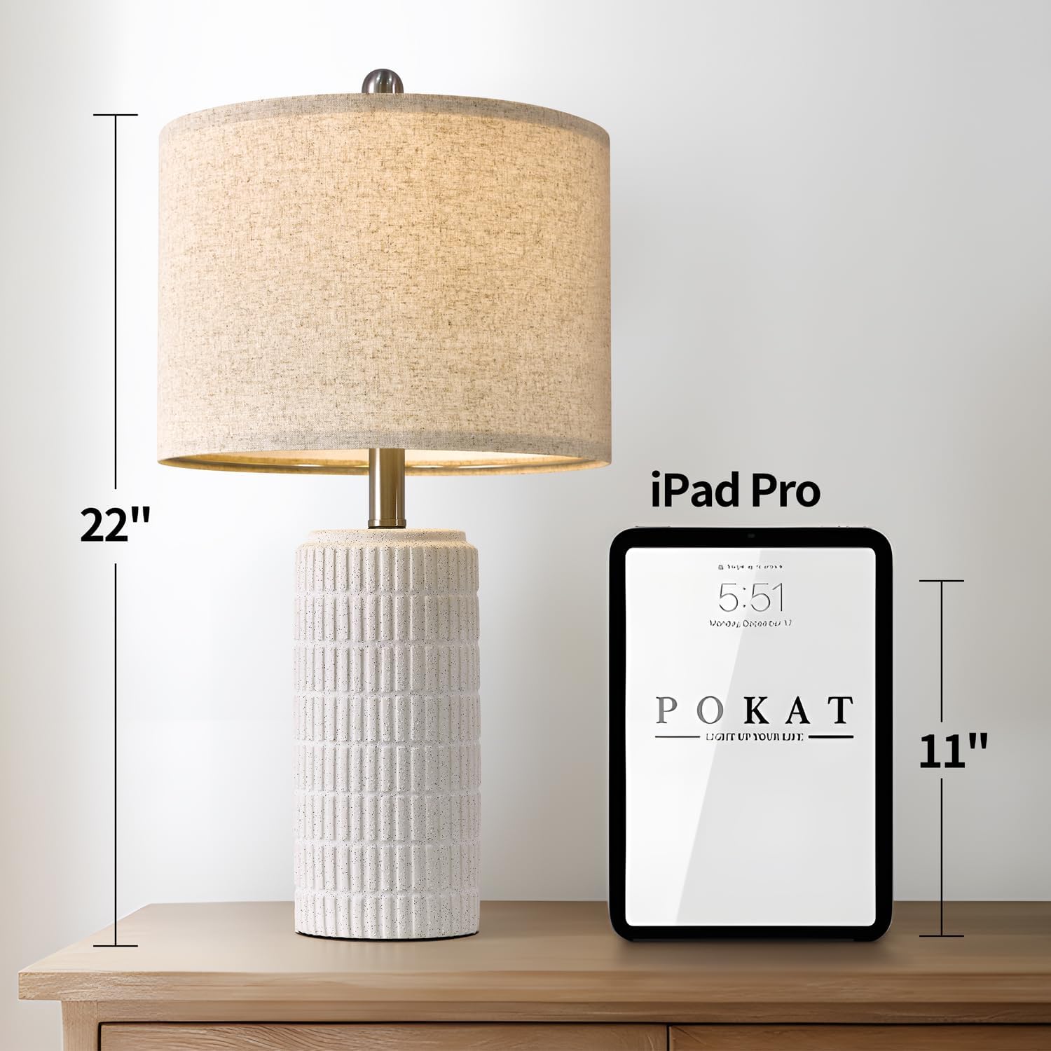PoKat 23" Table Lamp, Farmhouse Bedside Lamps for Bedroom Set of 2, Ceramic End Table Lamps for Living Room, Traditional Nightstand Desk…