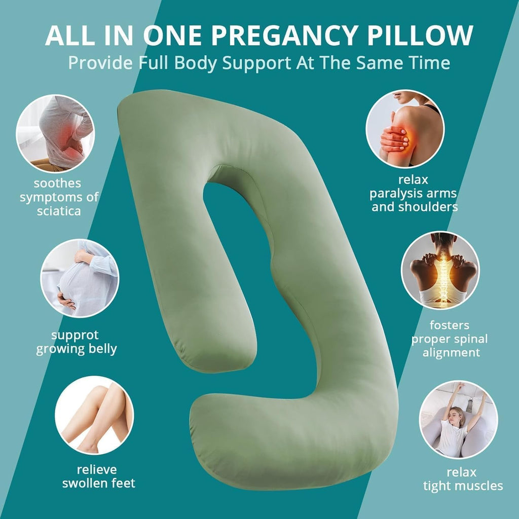 Sasttie Pregnancy Pillows for Sleeping, Jumbo U Shaped Cooling Full Body Pillow with Removable Cover, Pregnant Women Must Haves, Maternity…
