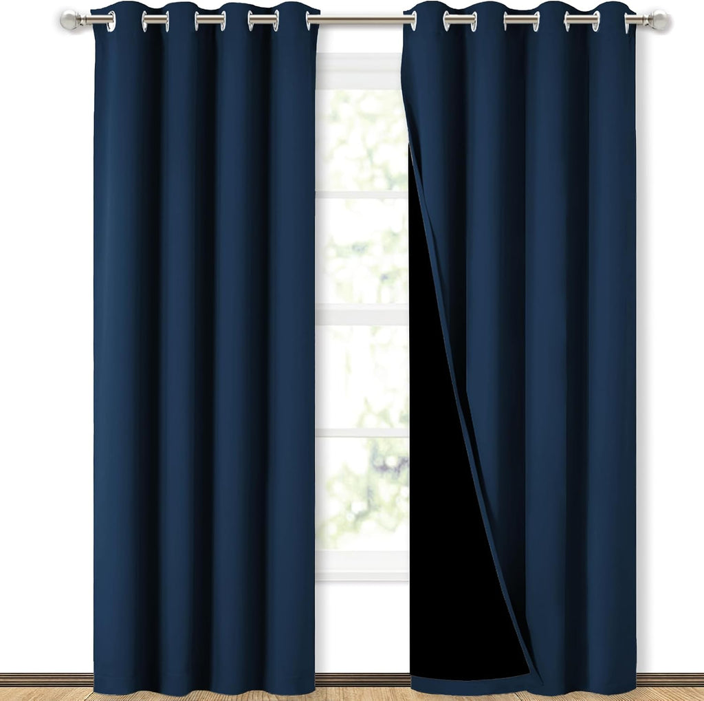 Nicetown Moroccan Blue Full Shade Curtain Panels, Pair of Energy Smart & Noise Blocking Out Blackout Drapes for Dining Room Window, Thermal…