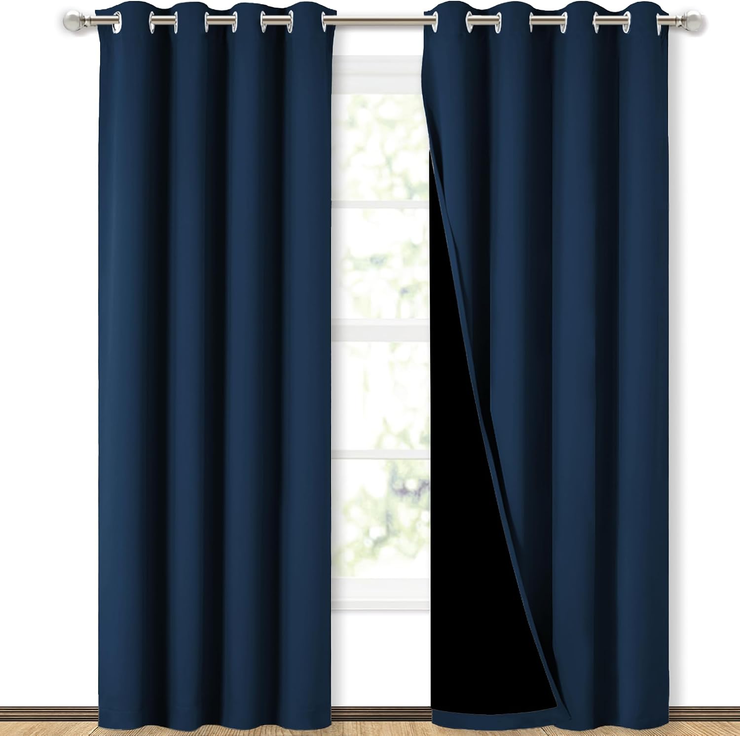 Nicetown Moroccan Blue Full Shade Curtain Panels, Pair of Energy Smart & Noise Blocking Out Blackout Drapes for Dining Room Window, Thermal…