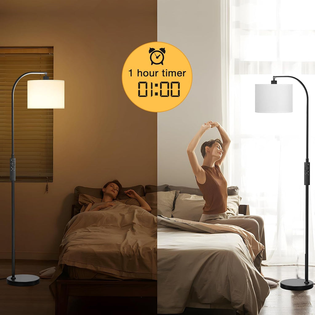 Ambimall Arc Floor Lamp with Remote and Stepless Dimmable Bulb, Colors Temperature & Brightness Adjustable, Floor Lamps for Living Room(Whi…