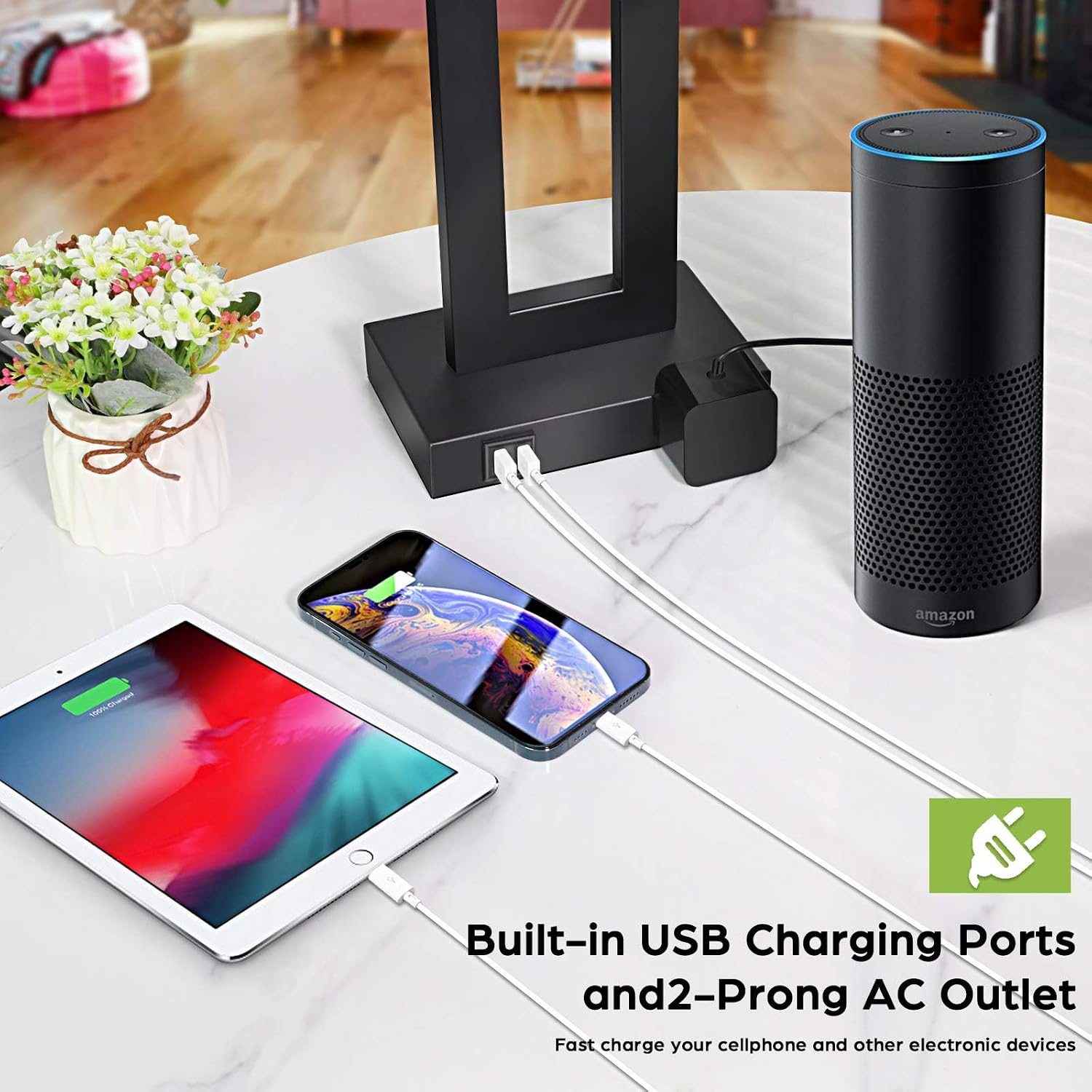 Tobusa Set of 2 Touch Control Table Lamp with 2 USB Ports, 3-Way Dimmable Modern Nightstand Lamp Sets Bedside Touch Desk Lamp with Fabric C…